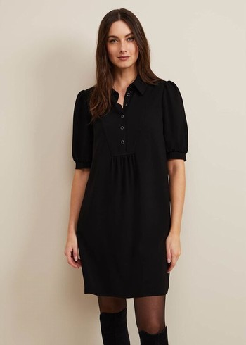 Phase Eight Claudia Button Swing Dress Black Australia | SY9603425